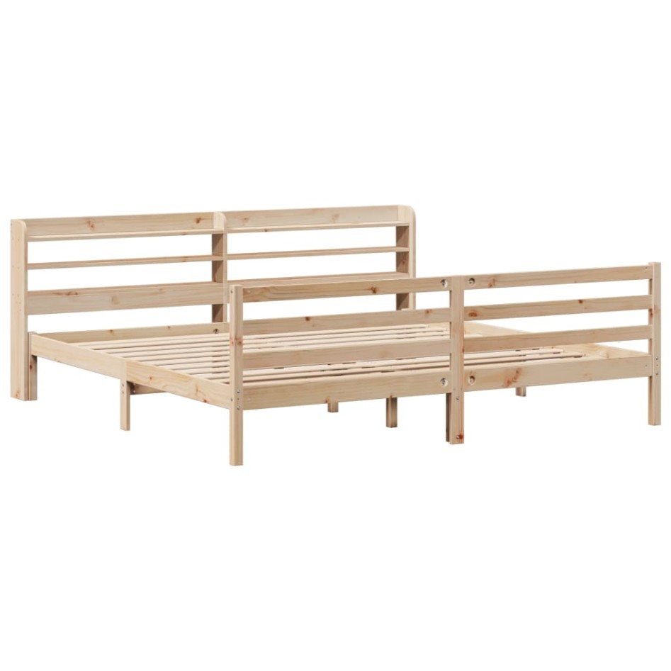 Estructura de cama con cabecero madera maciza de pino