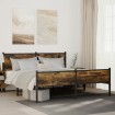 Estructura de cama sin colchón metal roble ahumado 160x200 cm