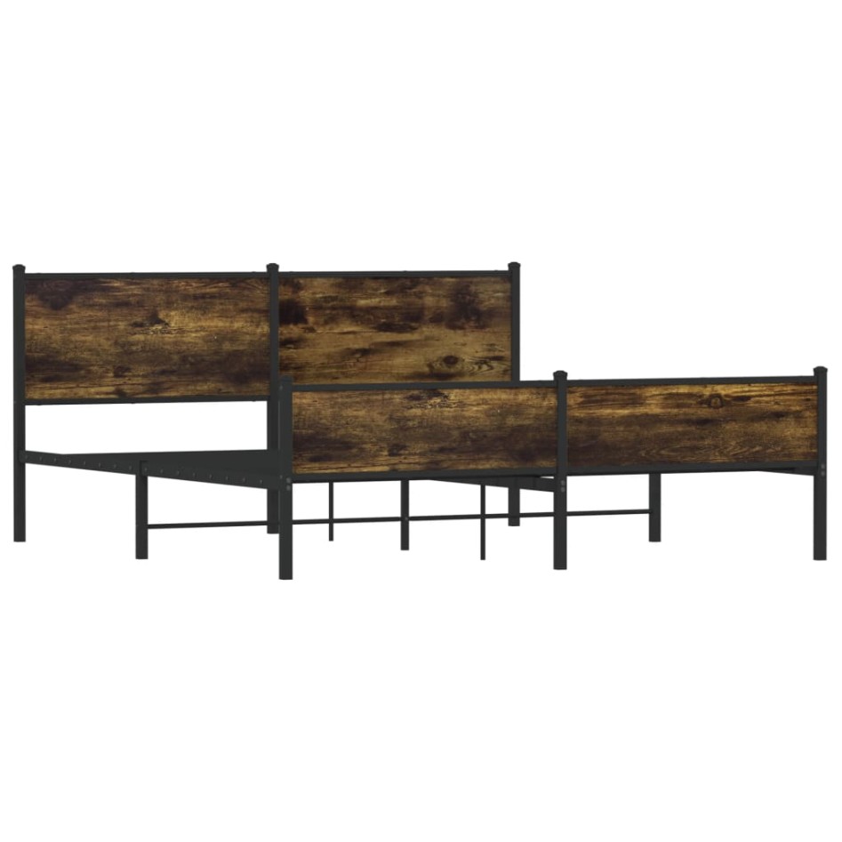 Estructura de cama sin colchón metal roble ahumado 160x200