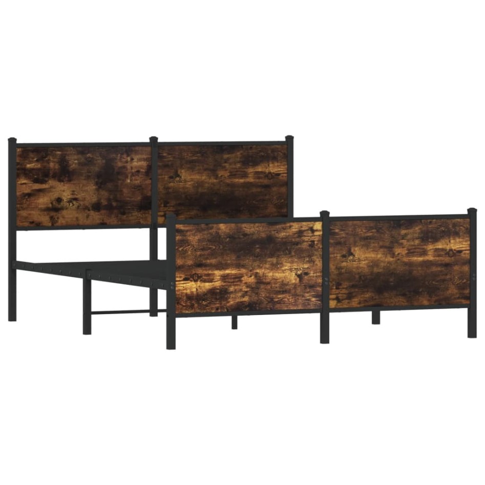 Estructura de cama sin colchón metal roble ahumado 140x200