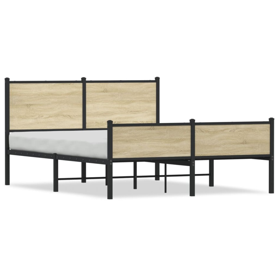 Estructura de cama sin colchón metal roble Sonoma 150x200