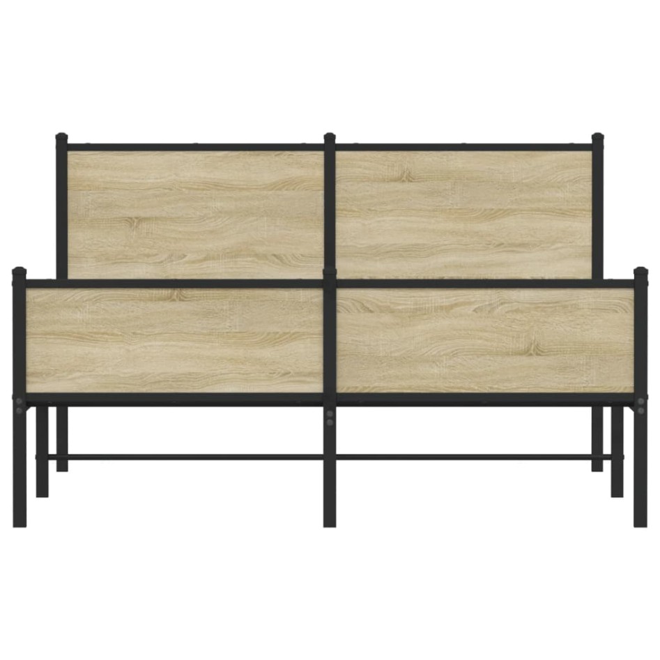 Estructura de cama sin colchón metal roble Sonoma 150x200