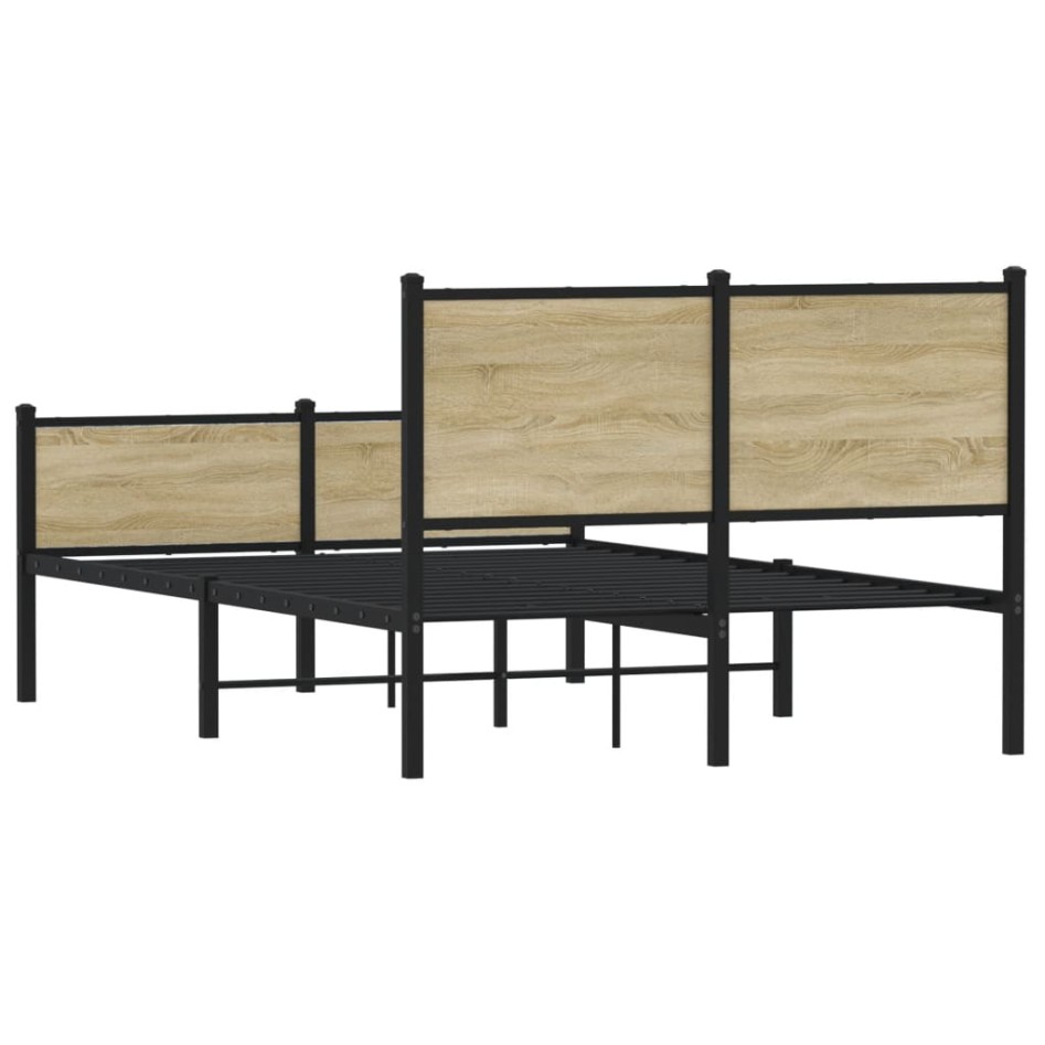 Estructura de cama sin colchón metal roble Sonoma 150x200