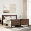 Estructura de cama sin colchón metal marrón roble 150x200 cm