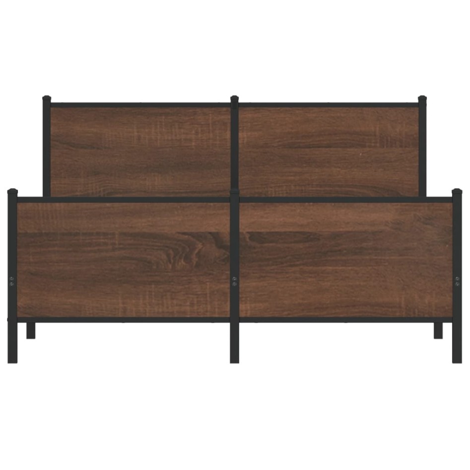 Estructura de cama sin colchón metal marrón roble 150x200