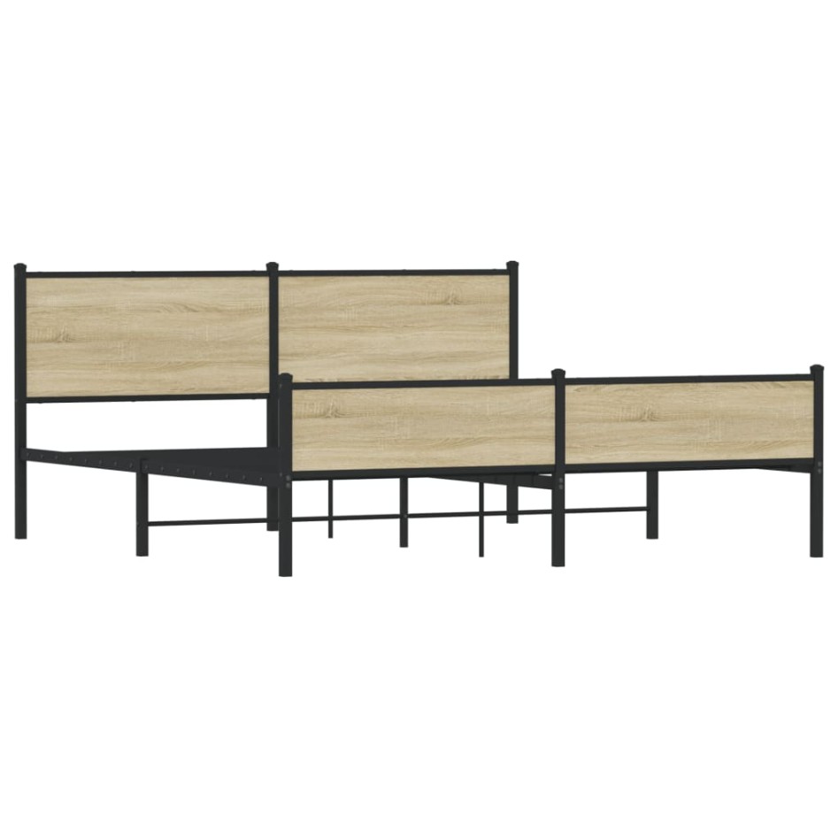 Estructura de cama sin colchón metal roble Sonoma 160x200