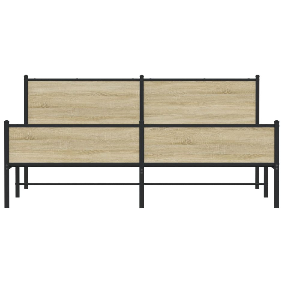 Estructura de cama sin colchón metal roble Sonoma 160x200