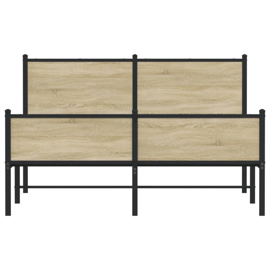 Estructura de cama sin colchón metal roble Sonoma 140x200