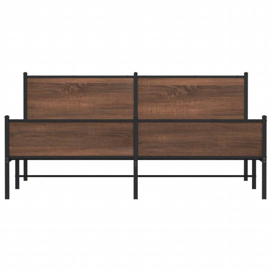 Estructura de cama sin colchón metal marrón roble 160x200
