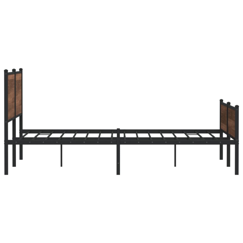 Estructura de cama sin colchón metal marrón roble 160x200
