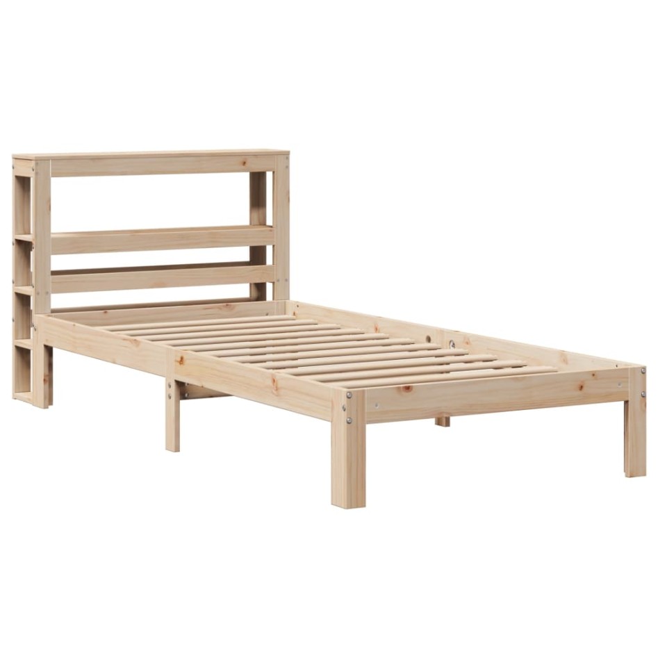 Estructura de cama con cabecero madera maciza pino 90x190