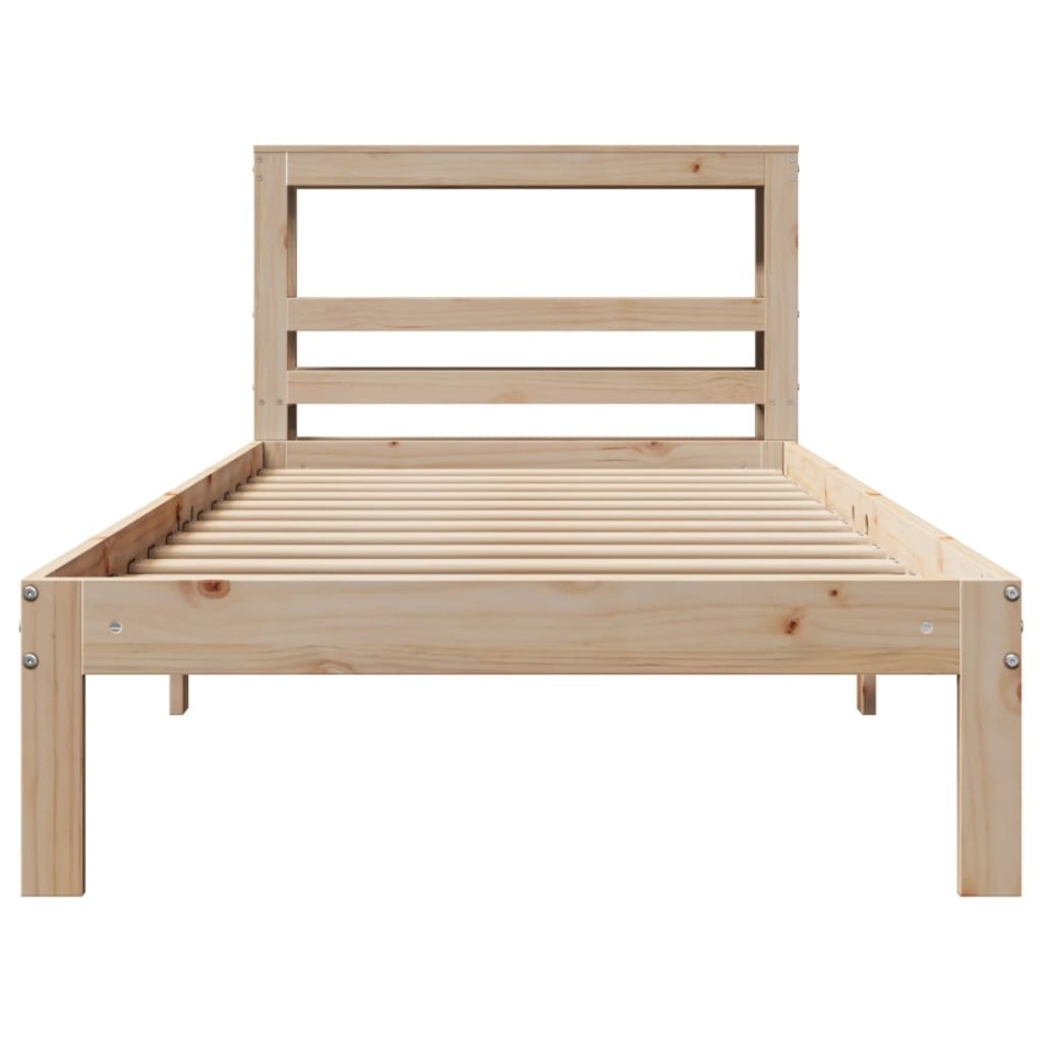 Estructura de cama con cabecero madera maciza pino 90x190