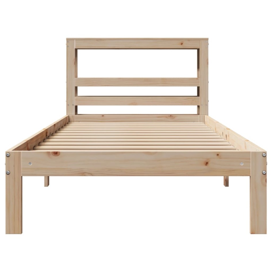 Estructura de cama con cabecero madera maciza pino 75x190