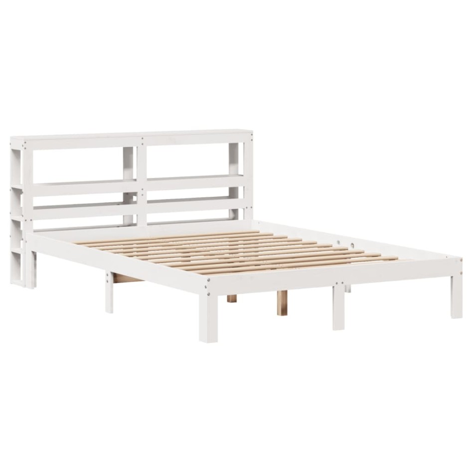 Estructura de cama con cabecero madera de pino blanco
