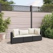 Set de sofás de jardín con cojines 3 pzas ratán sintético negro