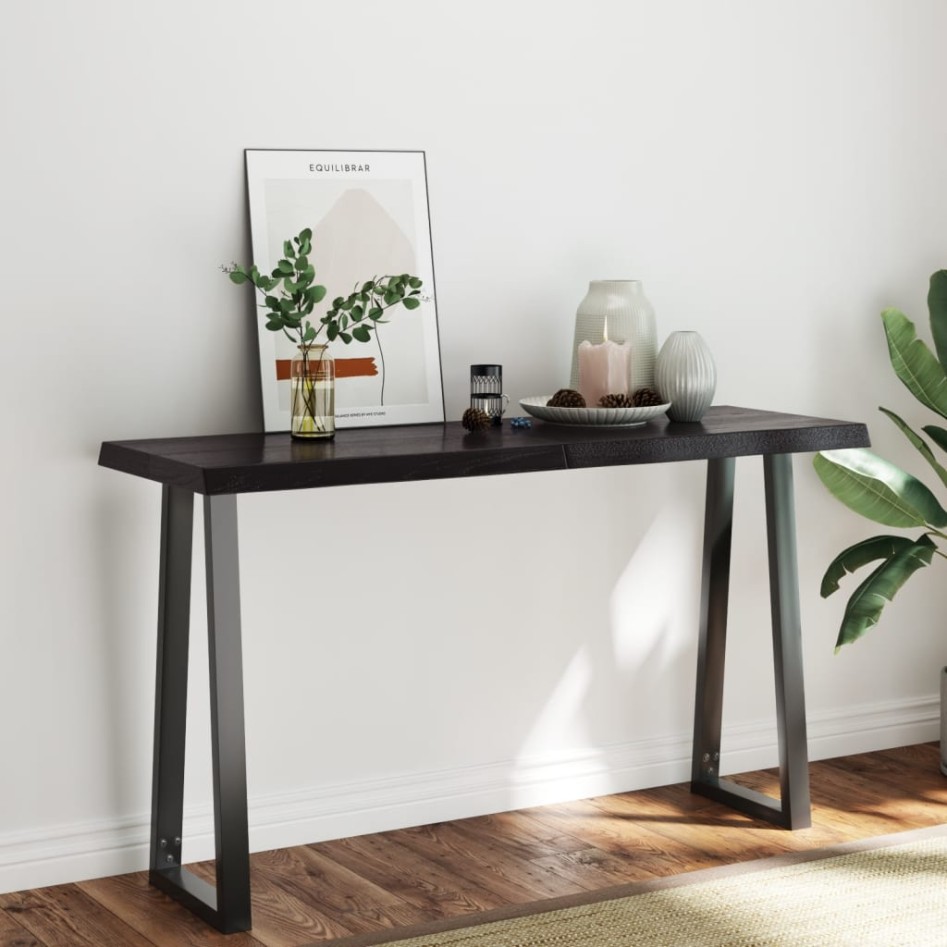 Tablero mesa madera tratada borde vivo marrón 140x50x(2-6)