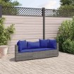 Set de sofá de jardín 3 pzas y cojines ratán sintético gris