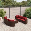 Set de sofás de jardín 9 pzas y cojines ratán sintético marrón