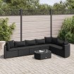 Set de sofás de jardín y cojines 8 piezas ratán sintético negro