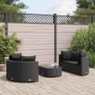 Set de muebles de jardín 5 pzas y cojines ratán sintético negro