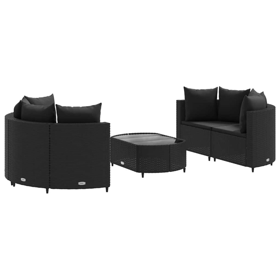 Set de muebles de jardín 5 pzas y cojines ratán sintético