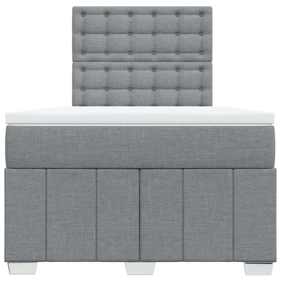 Cama box spring con colchón tela gris claro 120x200