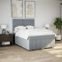 Cama box spring con colchón tela gris claro 140x190