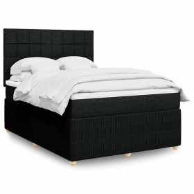 Cama box spring con colchón tela negro 140x190