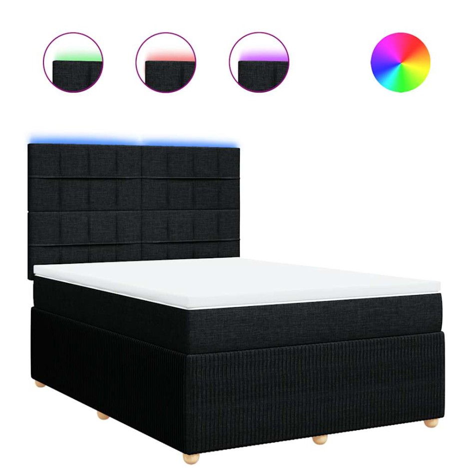 Cama box spring con colchón tela negro 140x190