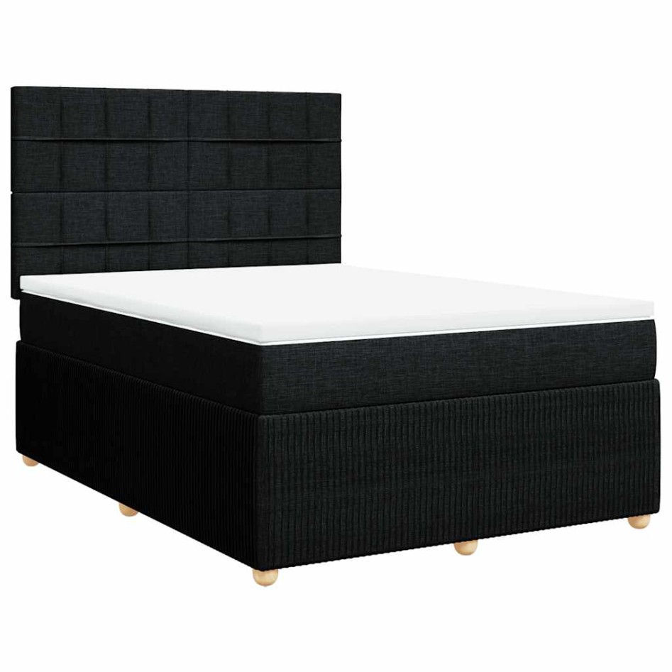 Cama box spring con colchón tela negro 140x190