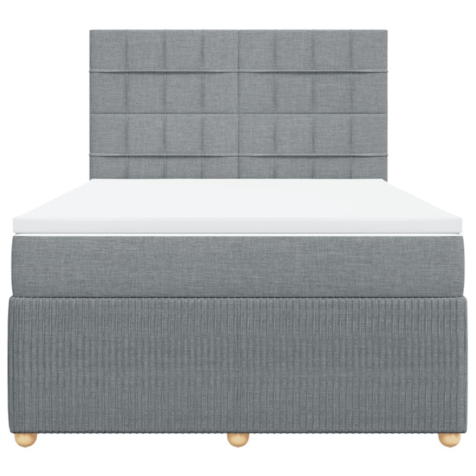 Cama box spring con colchón tela gris claro 140x190