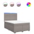 Cama box spring con colchón tela gris taupe 140x200