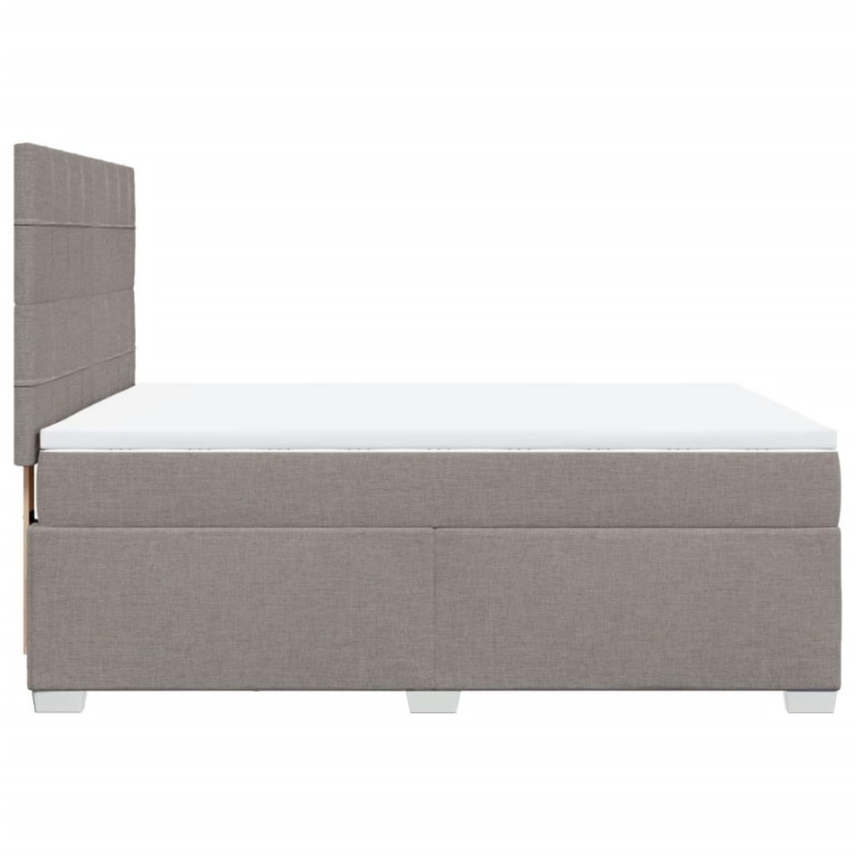 Cama box spring con colchón tela gris taupe 140x200