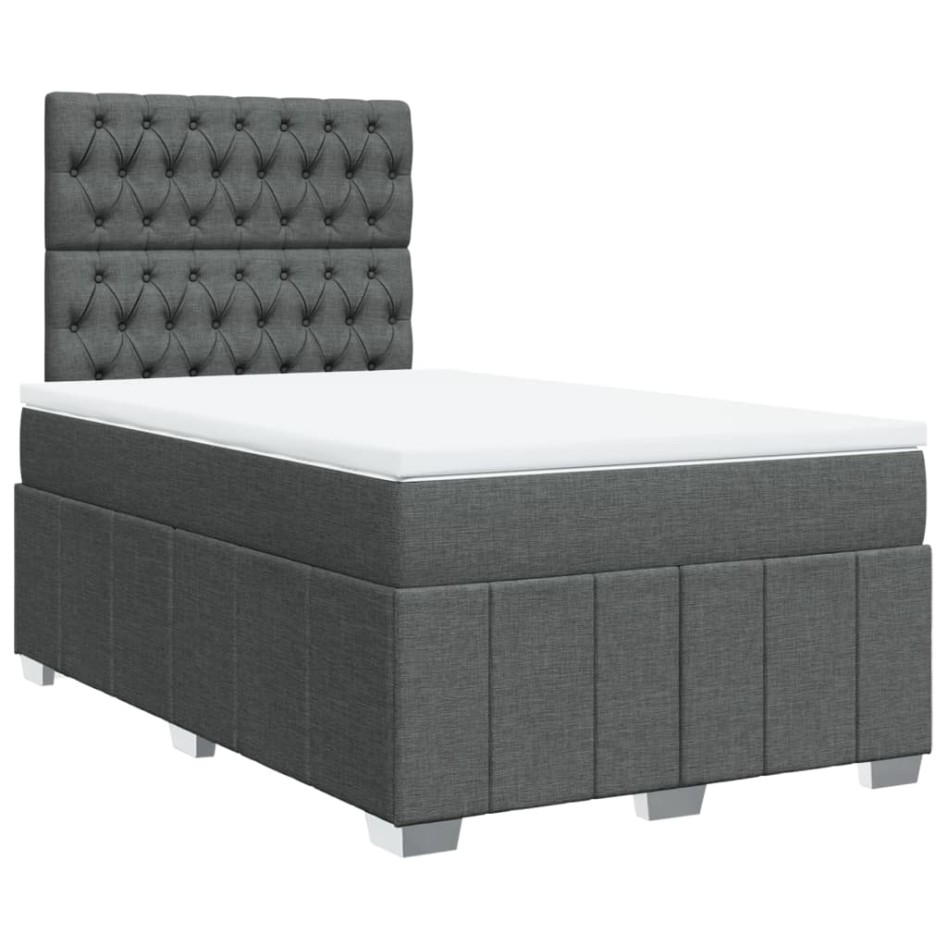 Cama box spring con colchón tela gris oscuro 120x200