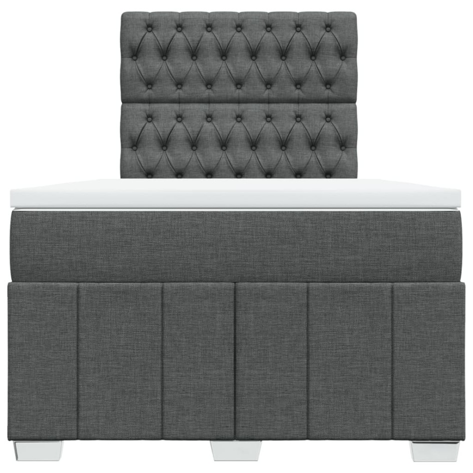 Cama box spring con colchón tela gris oscuro 120x200