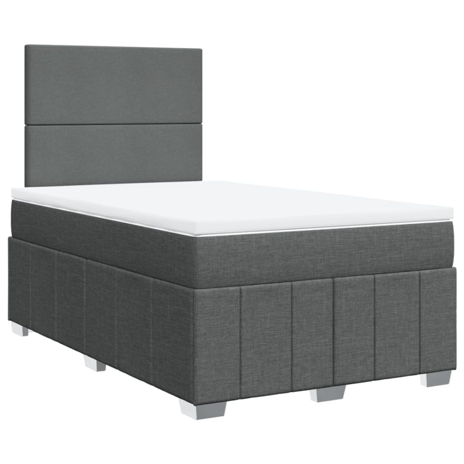 Cama box spring con colchón tela gris oscuro 120x200