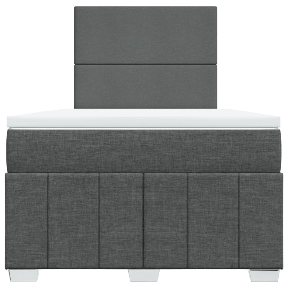 Cama box spring con colchón tela gris oscuro 120x200