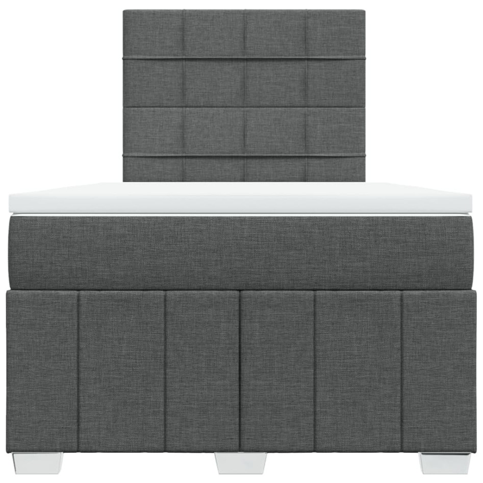 Cama box spring con colchón tela gris oscuro 120x200