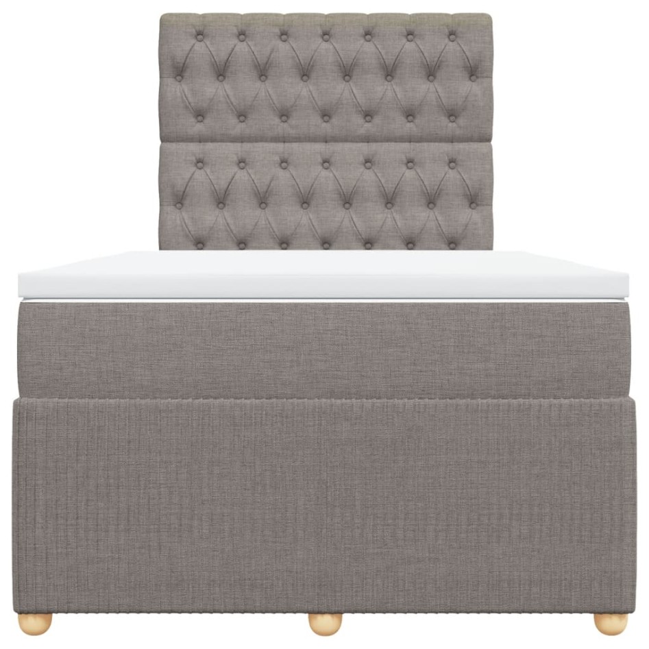 Cama box spring con colchón tela gris taupe 120x200
