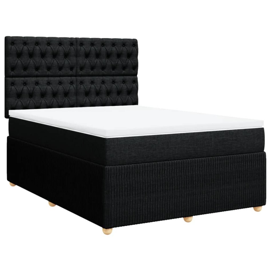 Cama box spring con colchón tela negro 140x190