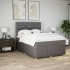 Cama box spring con colchón tela gris taupe 140x190