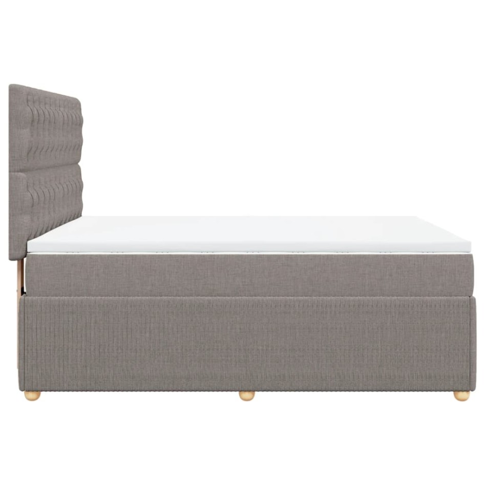 Cama box spring con colchón tela gris taupe 140x190
