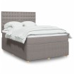 Cama box spring con colchón tela gris taupe 140x190 cm