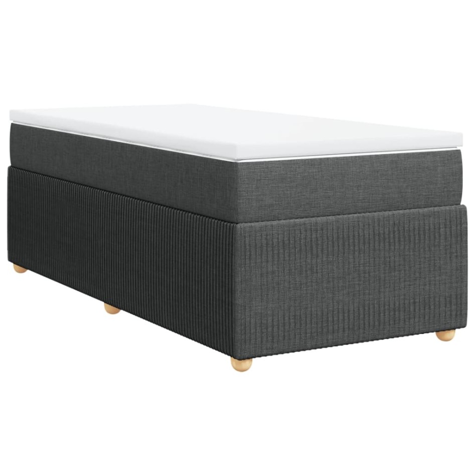 Cama box spring con colchón tela gris oscuro 90x200