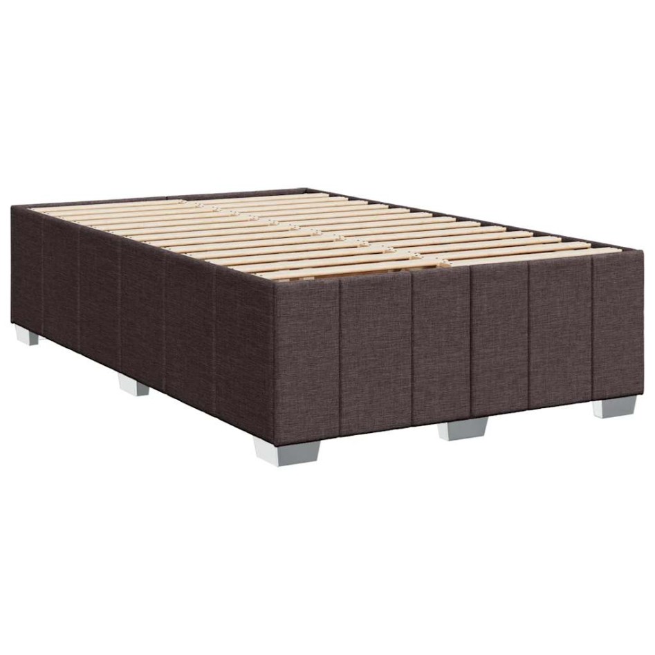Cama box spring con colchón tela marrón oscuro 120x200