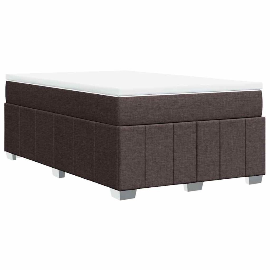 Cama box spring con colchón tela marrón oscuro 120x200