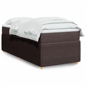Cama box spring con colchón tela marrón oscuro 100x200