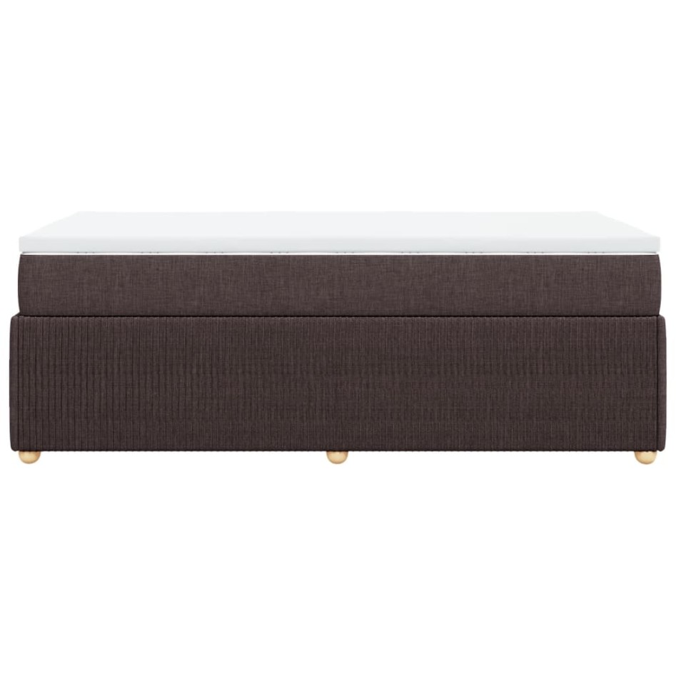 Cama box spring con colchón tela marrón oscuro 100x200