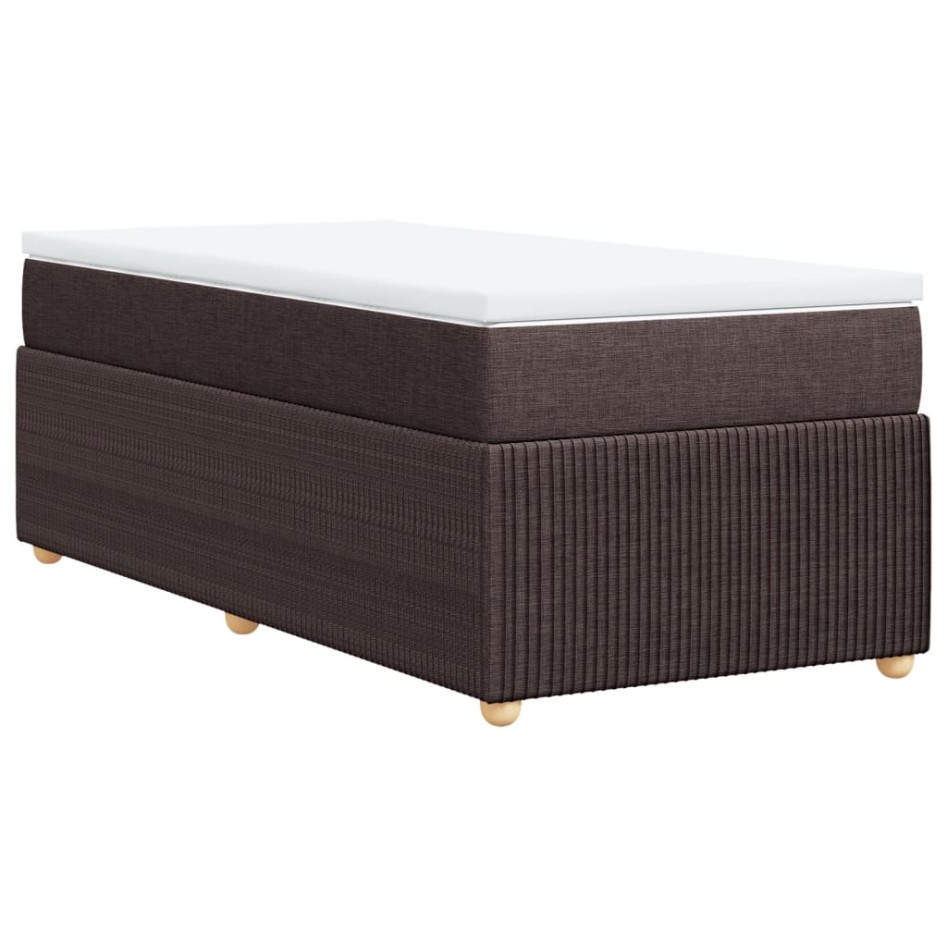 Cama box spring con colchón tela marrón oscuro 100x200