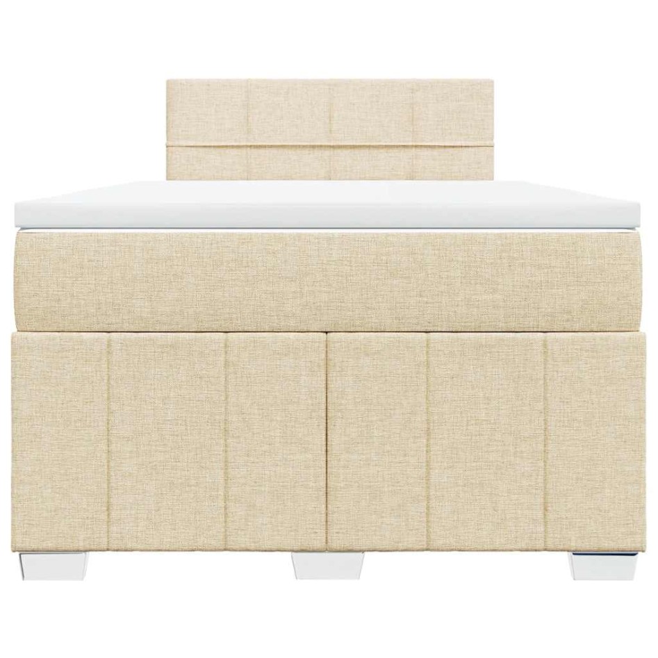 Cama box spring con colchón tela color crema 120x200